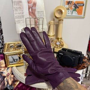 Purple Leather Gloves